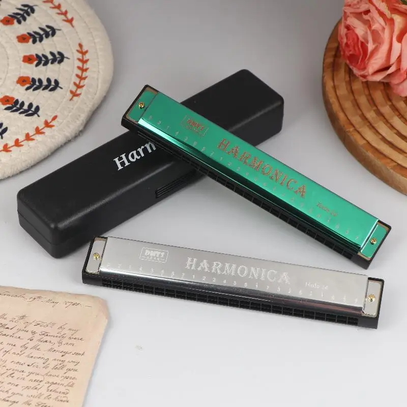 Harmonica Key Of C 24 Hole Diatonic Harmonica C With Case For Beginner Students Kids Gift BLUES With Case