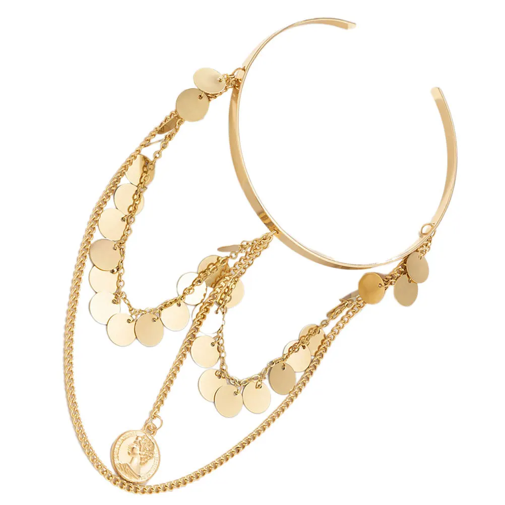 

Trendy Adjustable Arm Cuff Bracelet for Women Metal Chain Bangle Jewelry Open Armlet Fashion Upper Arm Accessory