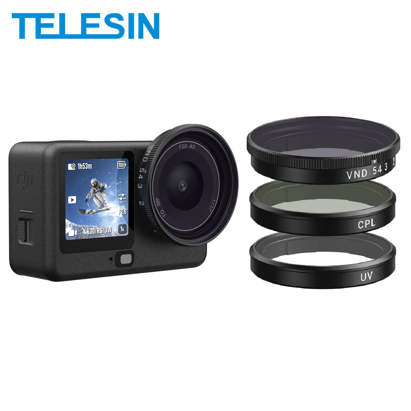 TELESIN Lens Filter for DJI OSMO Action 6 CPL ND8 ND16 ND32 UV VND Quick Release Filter Frame For DJI Action 6 Lens Filter Set