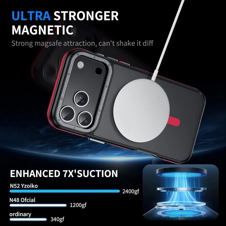 Strong Magnetic for iPhone 17 Pro Case with Camera Lens Protector 10Ft Military-Grade Protection Compatible with MagSafe Shockp