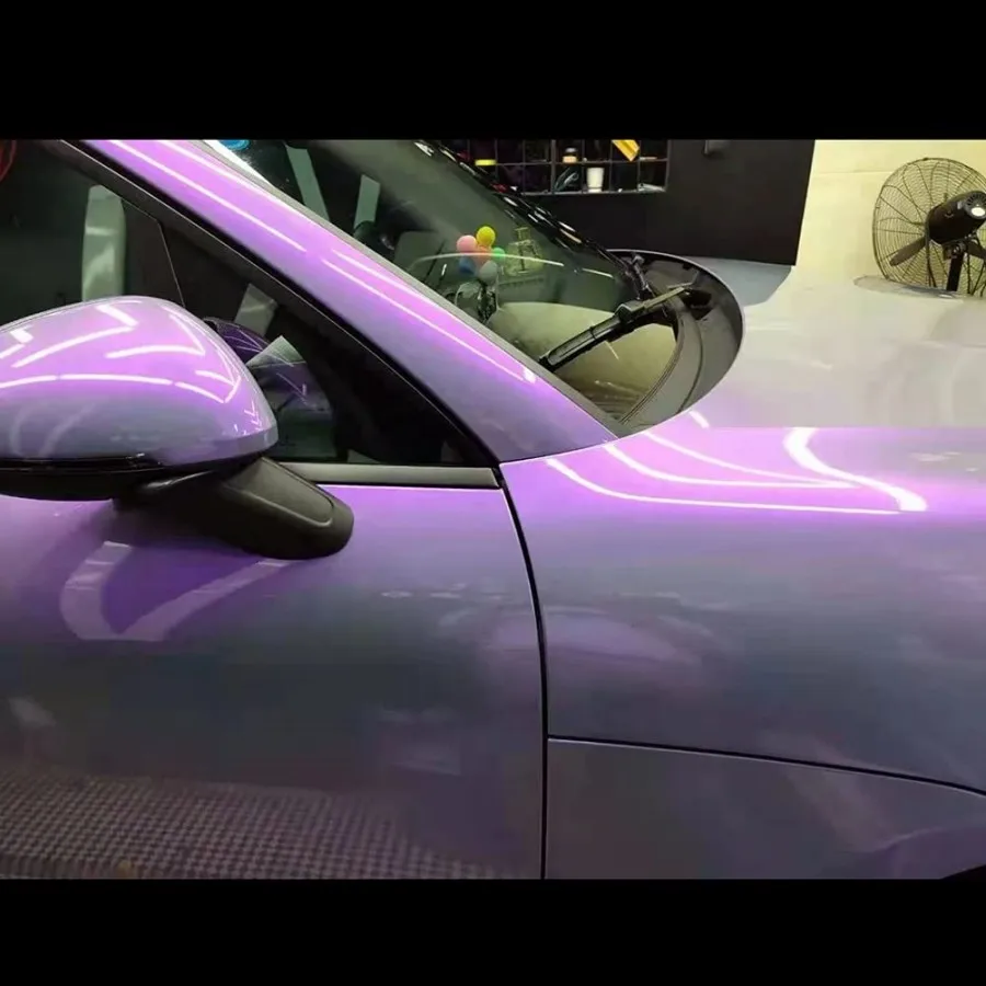 30x100CM Chameleon Vinyl Wrap Grey to Purple Adhesive Car Body Film Sticker Decal Sheet Air Bubble Release DIY (Grey to Purple) view 3