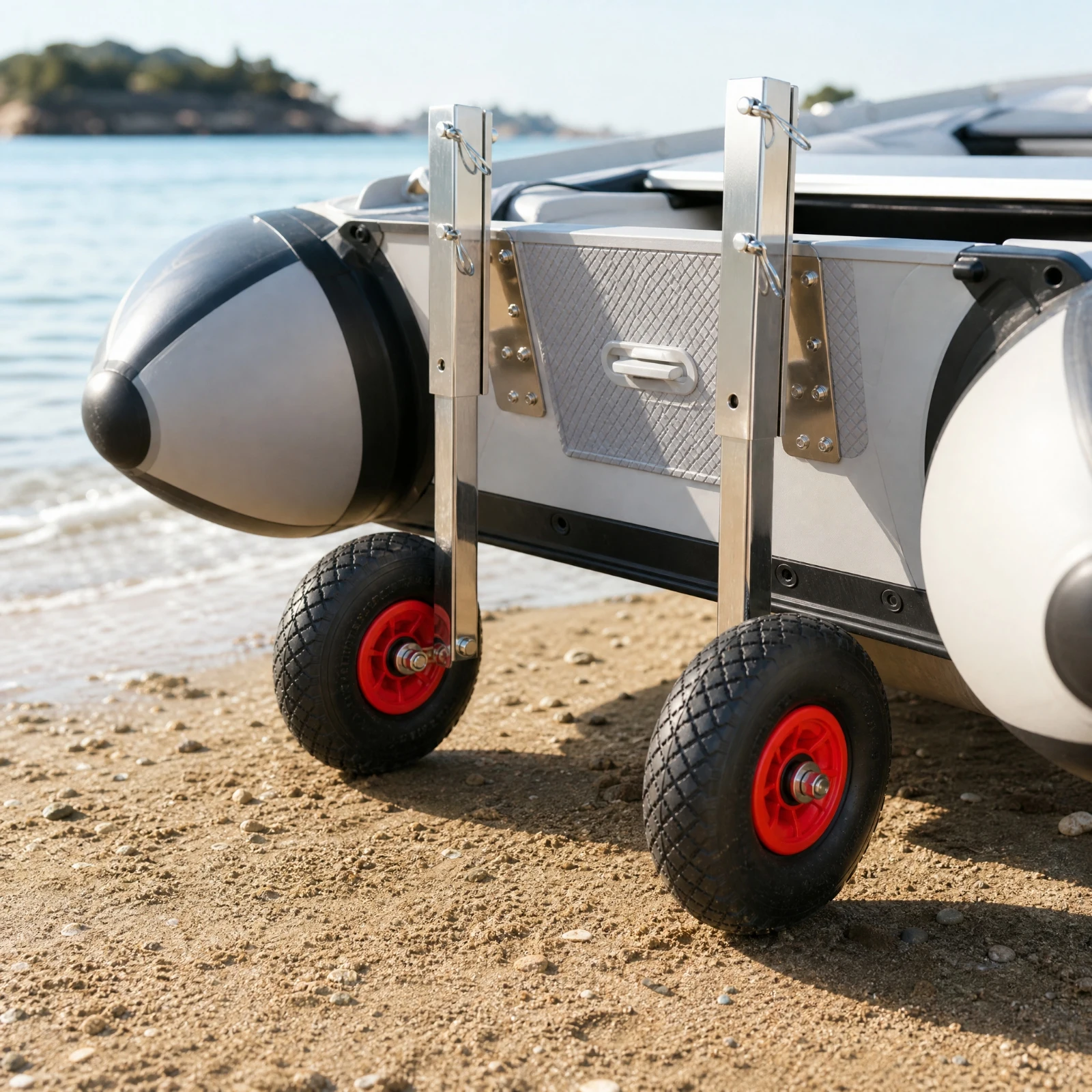 Retractable Inflatable Boat Wheel Bracket Corrosion-Resistant Inflatable Boat Dolly with Pneumatic Tires Dinghy Launching Dolly