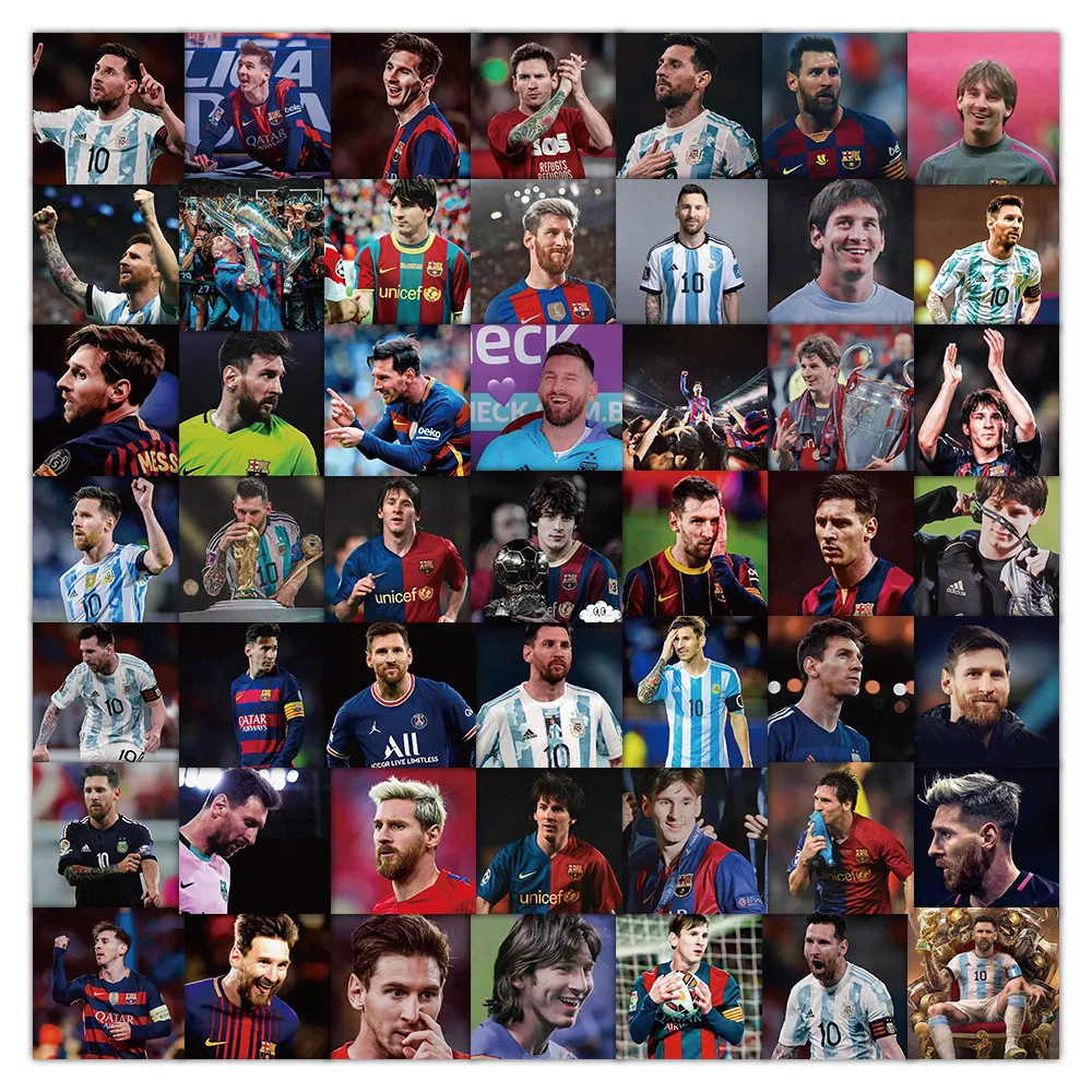 60PCS Football Star Messi Graffiti Aufkleber für Helm Fahrrad Hand Konto Federmäppchen Aufkleber