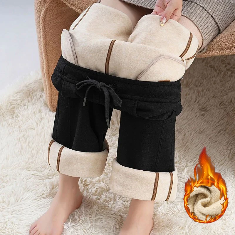 Vendita calda inverno signora pile pantaloni casual ragazze classici pantaloni a vita alta in peluche moda donna pantaloni termici quotidiani