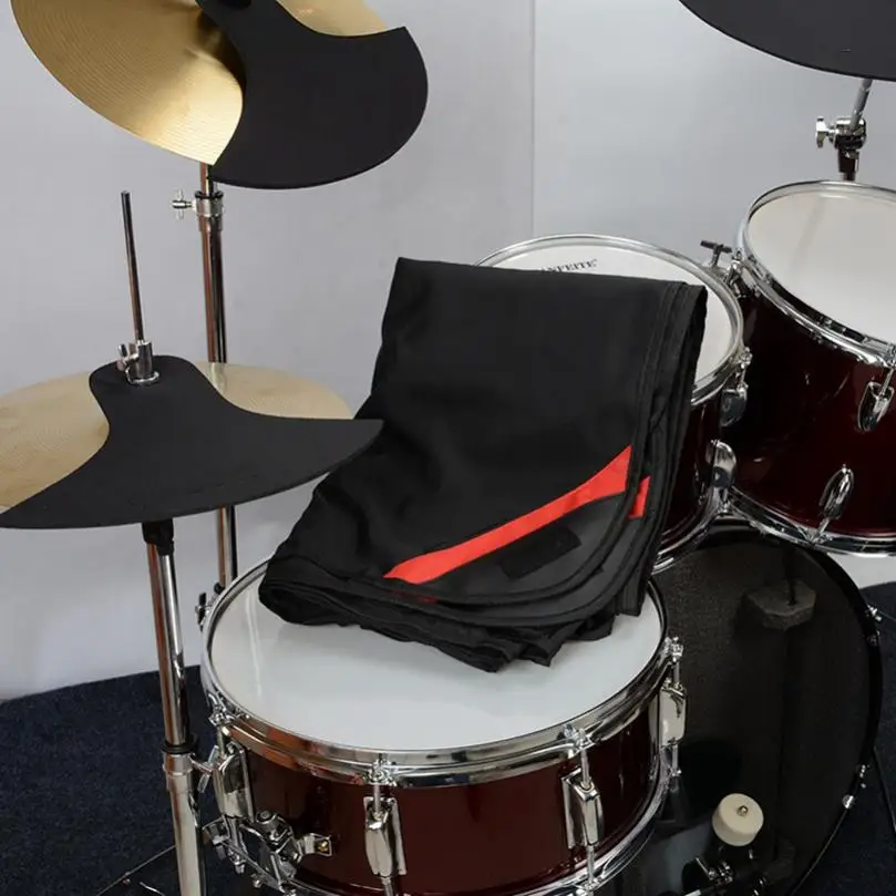 Black Oxford Fabric Drum Set Dust Cover for Electric Drum Kit Sun Protection and Dust Prevention with Weighted Corners