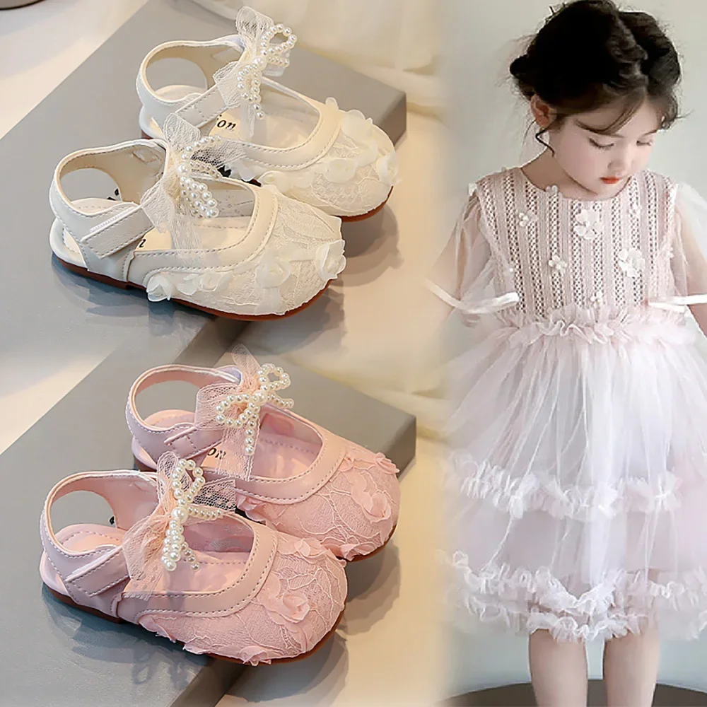 

Korean Style Summer Sandals For Girls Perform Dance Ballet Shoes Trend Fashion Flower Girl's Sandals Summer Party Shoes For Girl