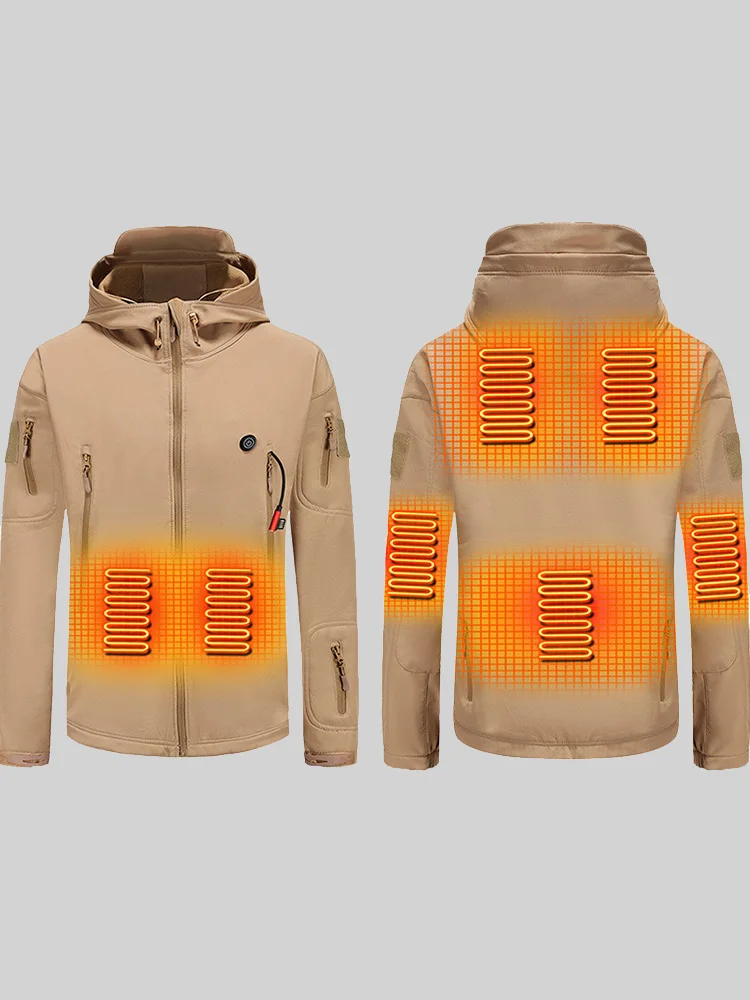 Men USB Heating Jacket Charge 2024 Winter Male Outdoor Hoodie Heated Jackets Heat Skiing Hiking Warm Clothes P9150