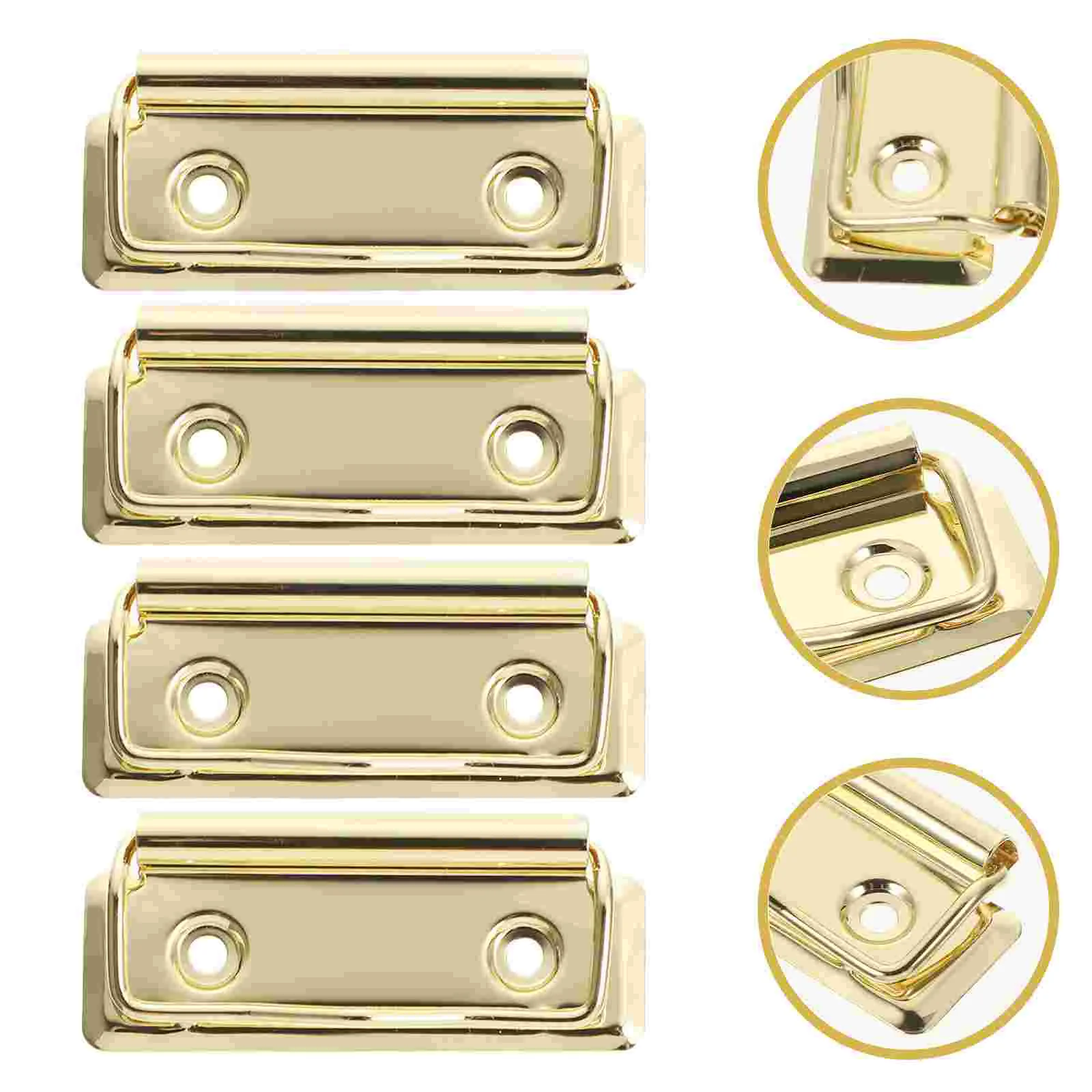 Sujetadores de aleación de aluminio dorado para oficina, 4 piezas, suministros de portapapeles, Binder, Clips de negocios, duro, grande