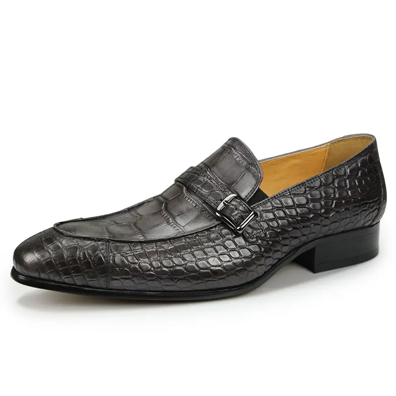 Loafer Shoes Men Snake Printing Slip On Casual Business Office Leather Shoe Comfortable Wear-resistant Luxury Black Grey Color