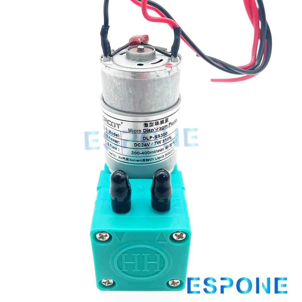 

Микродиафрагменный насос ESPONE DLP-SS300, 24В, 7Вт, 300-400 мл/мин, устойчивый к растворителям, для перекачки чернил в УФ-принтерах