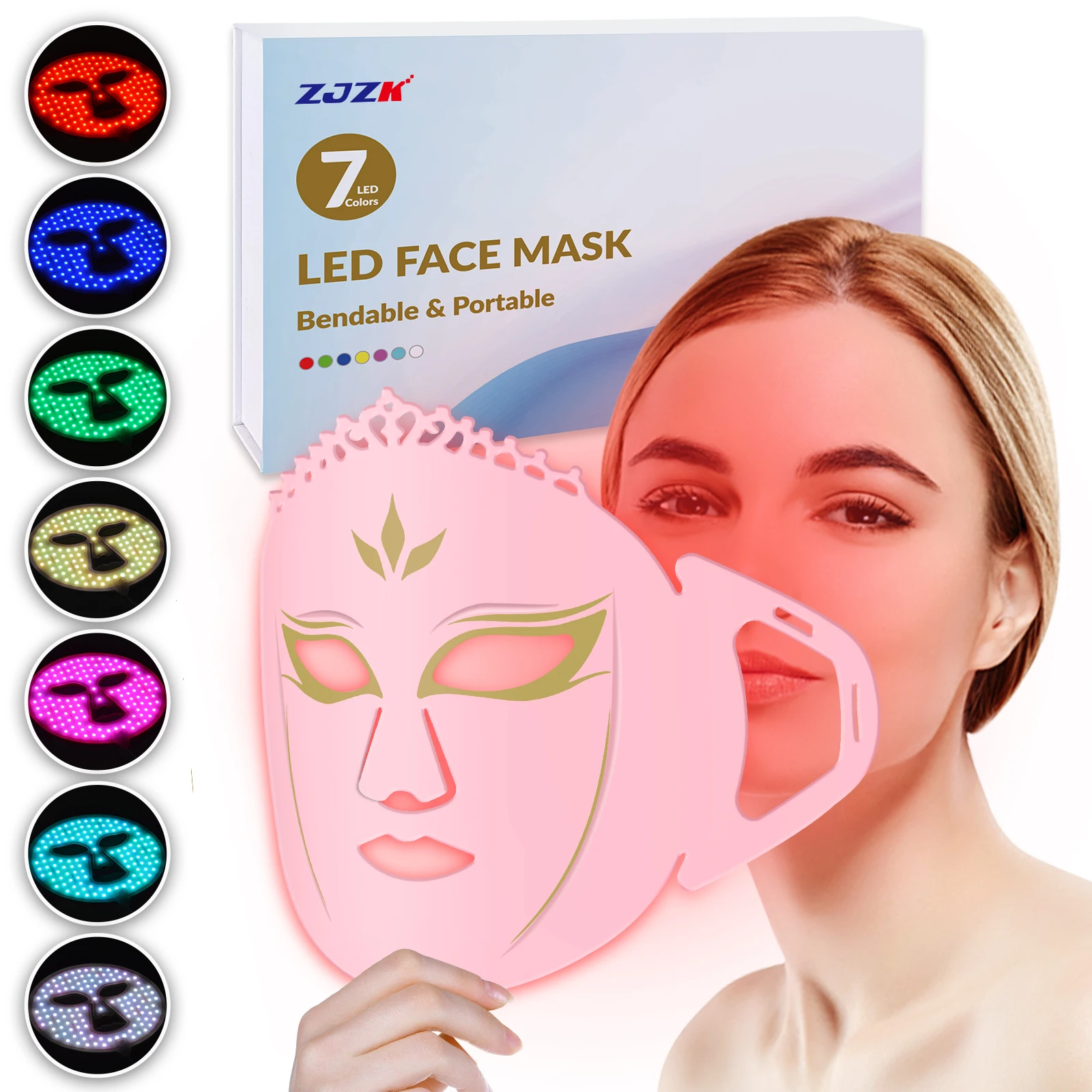 ZJZK 660nm Green Light Therapy Face And Neck Mask Laser 850nmx120chips+940nmx120chips For Broken Capillaries Collagen Production