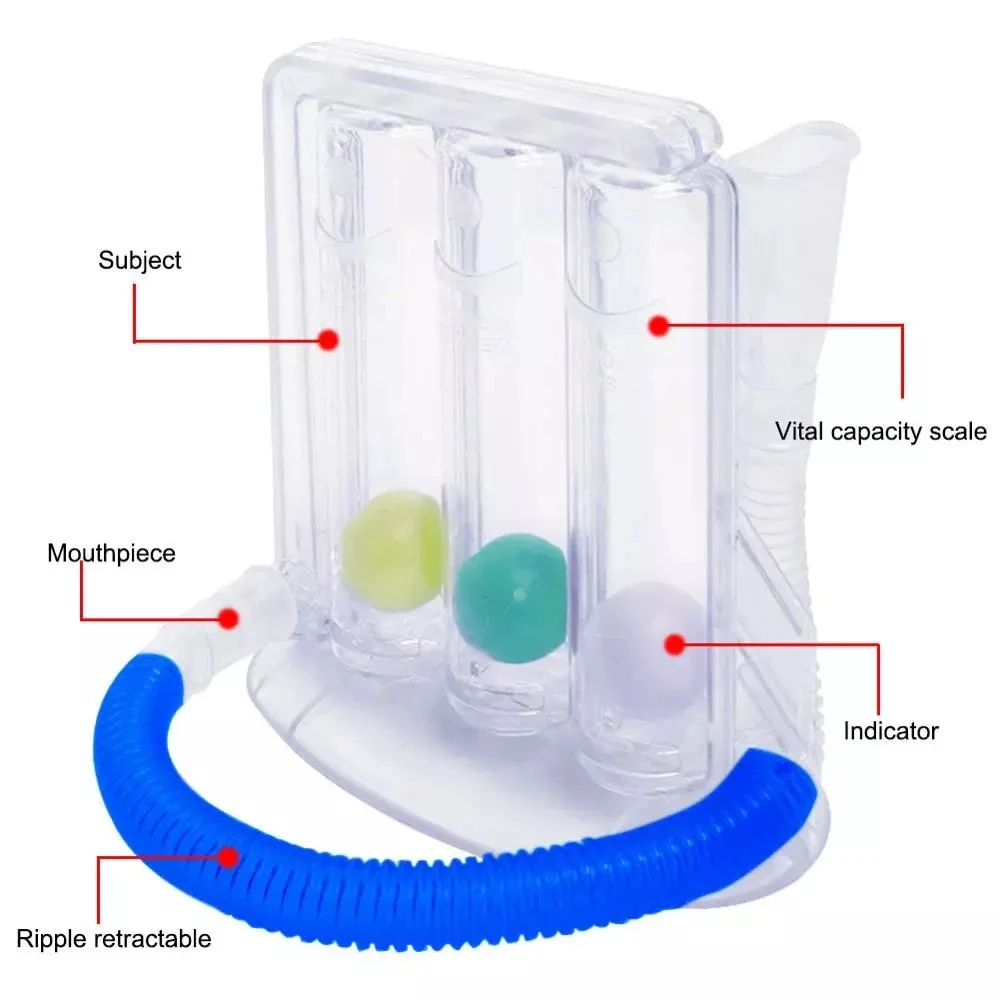 Home Three Ball Vital Capacity Breathing Trainer Incentive Spirometer Lung Inhalation Exerciser Rehabilitation Training Device