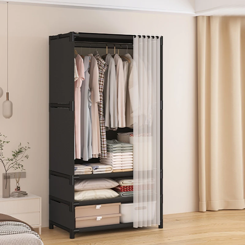 Simple Modern Home Bedroom Wardrobe Assembly, Durable, With Drawers Portable Wardrobe Closet Wardrobe Storage Organiser with Non