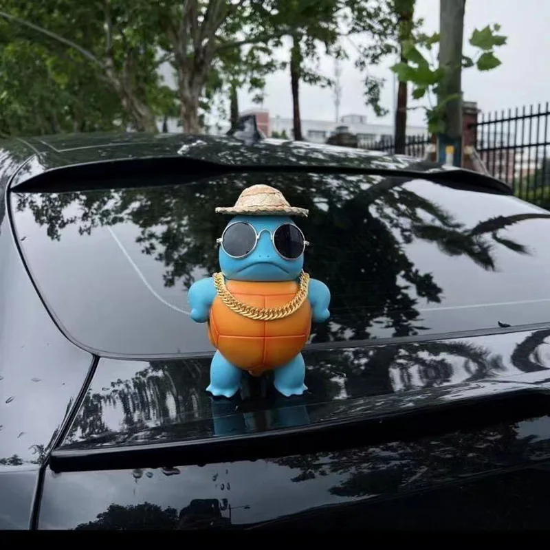 16cm Cartoon Pokémon tsundere Squirtle car decorative accessories cute Cartoon Car Exterior Sunroof Pendant Doll Toys for Kids