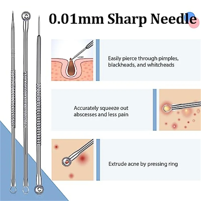 Blackhead Remover Squeeze Acne Needle Tweezers Alema Blackheads Cell Clip 5 Extractor Pimples Comedon Black Dots Nose Sebum Tool