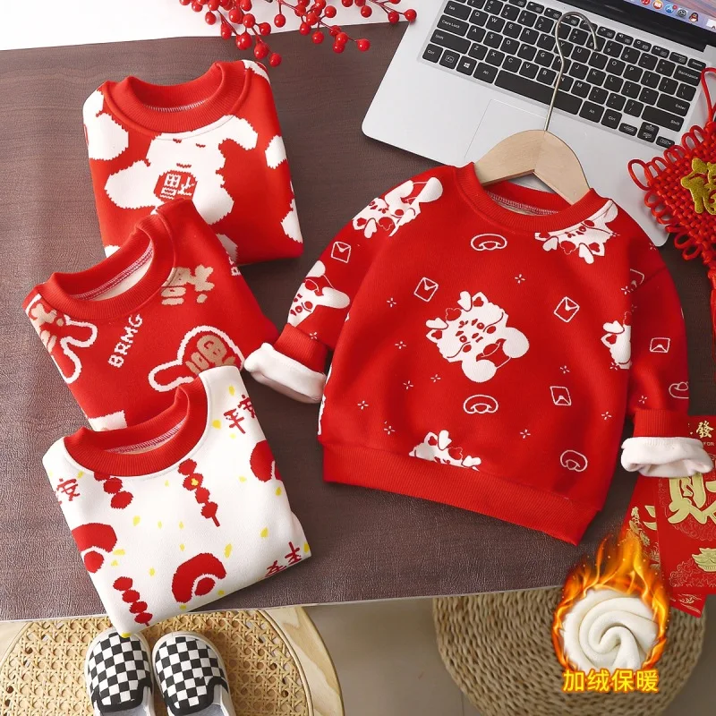 سترة أطفال قطيفة بأكمام طويلة ، طفل صغير دافئ كاجوال ، خريف ، خروج شتوي ، رقبة طاقم طفلة ، سميك سميك محبوك