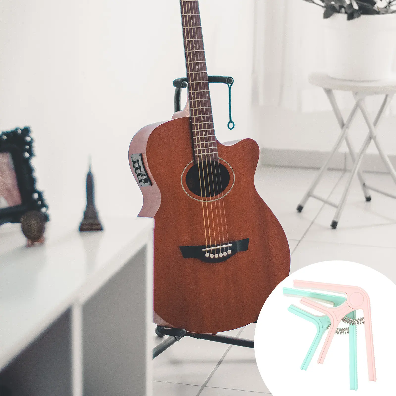 2Pcs Guitar Capo for Acoustic Electric Classical Guitar Ukulele Lightweight Portable Easy-Use Capo with Stylish Design Versatile