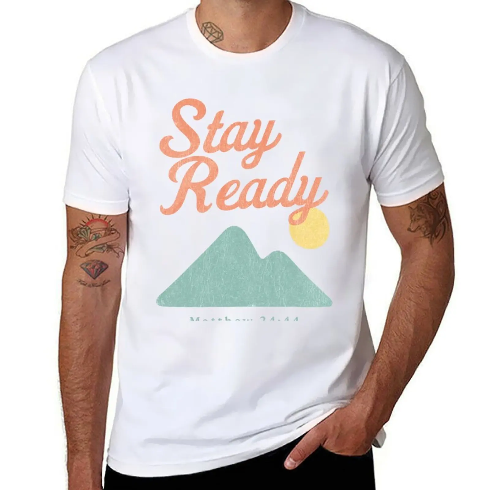 

Stay Ready Tee – Minimal Christian Design Inspired by Matthew 24:44 T-Shirt man t shirts cotton T-Shirt
