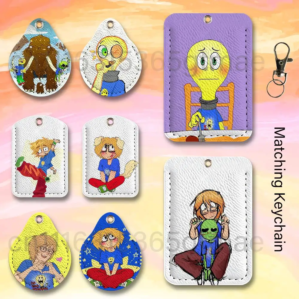 F-Fact Attack A-Adventures FAA PU Leather Card Holder Keychain Key Ring Door Lock Access Card Air Tag Case Keychain Card
