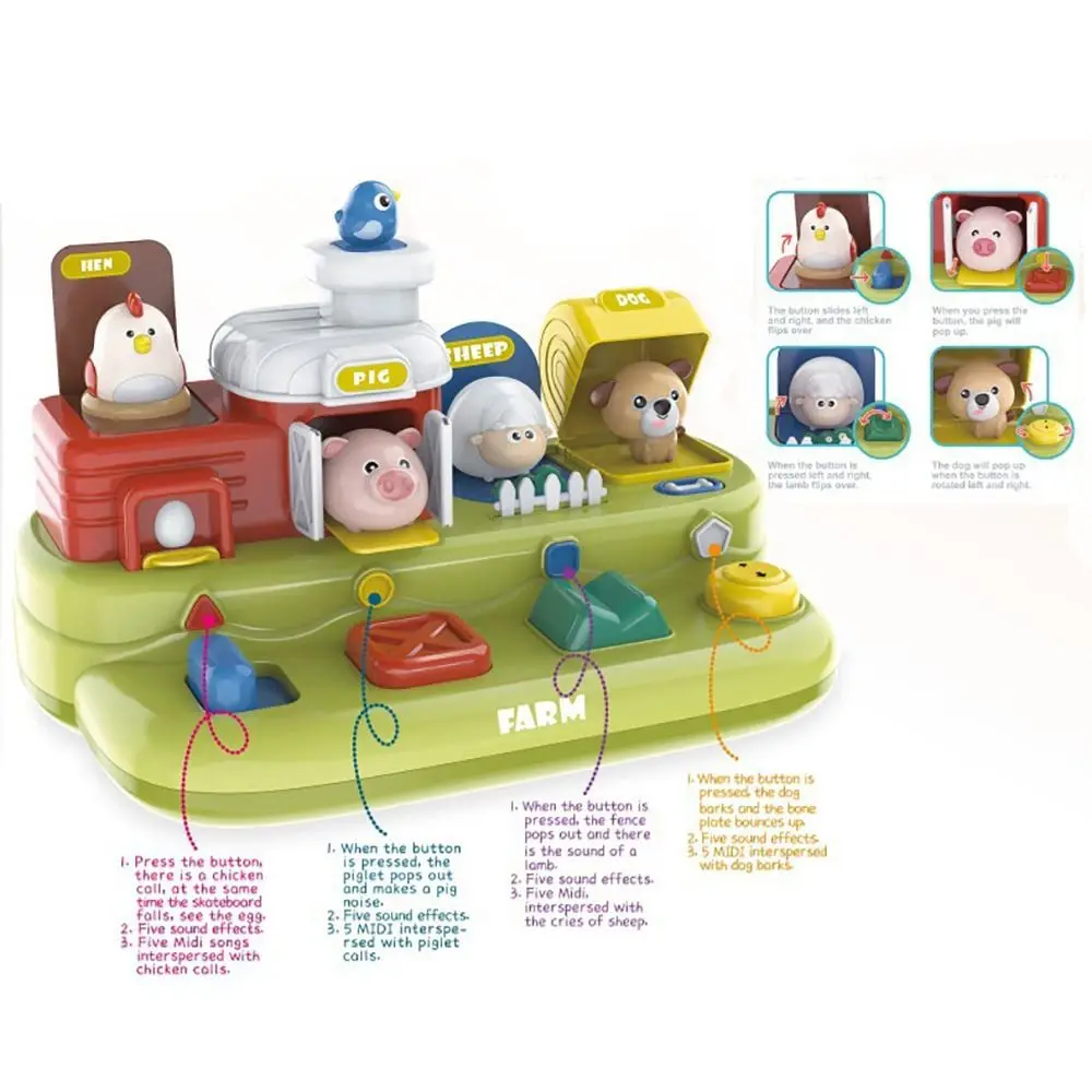 Cute Sound Light Interaction Early Eight Switches Musical Features Early Learning Plastic Cartoon Animal Music Farm