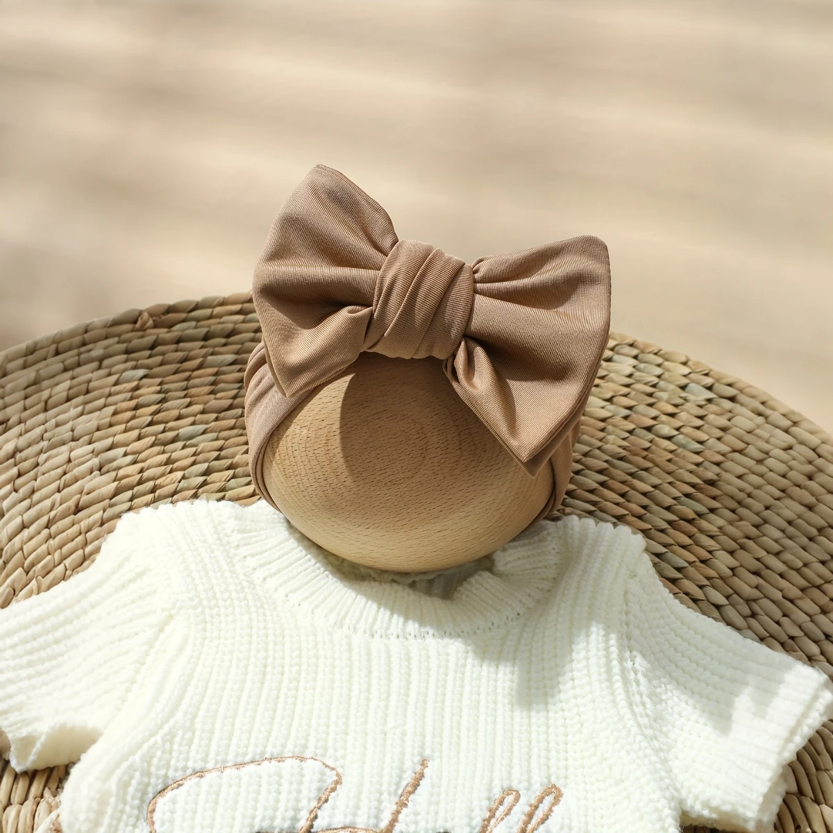 2pcs Newborn Knit Baby Sweater Bow Set Women's Baby Pullover Sweatshirt for Fall and Winter Baby Outfits image 5