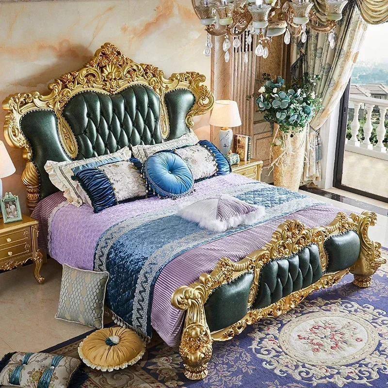 

Luxury European King Size Bed Frame Large Master Sleeping Design Bed Frame Bedding Floor Camas De Dormitorio Bedroom Furniture