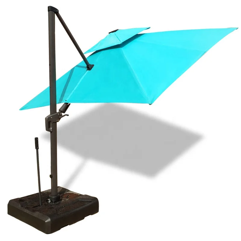 3m grey cantilever parasol  solar panel and blue-tooth speaker cantilever banana parasol