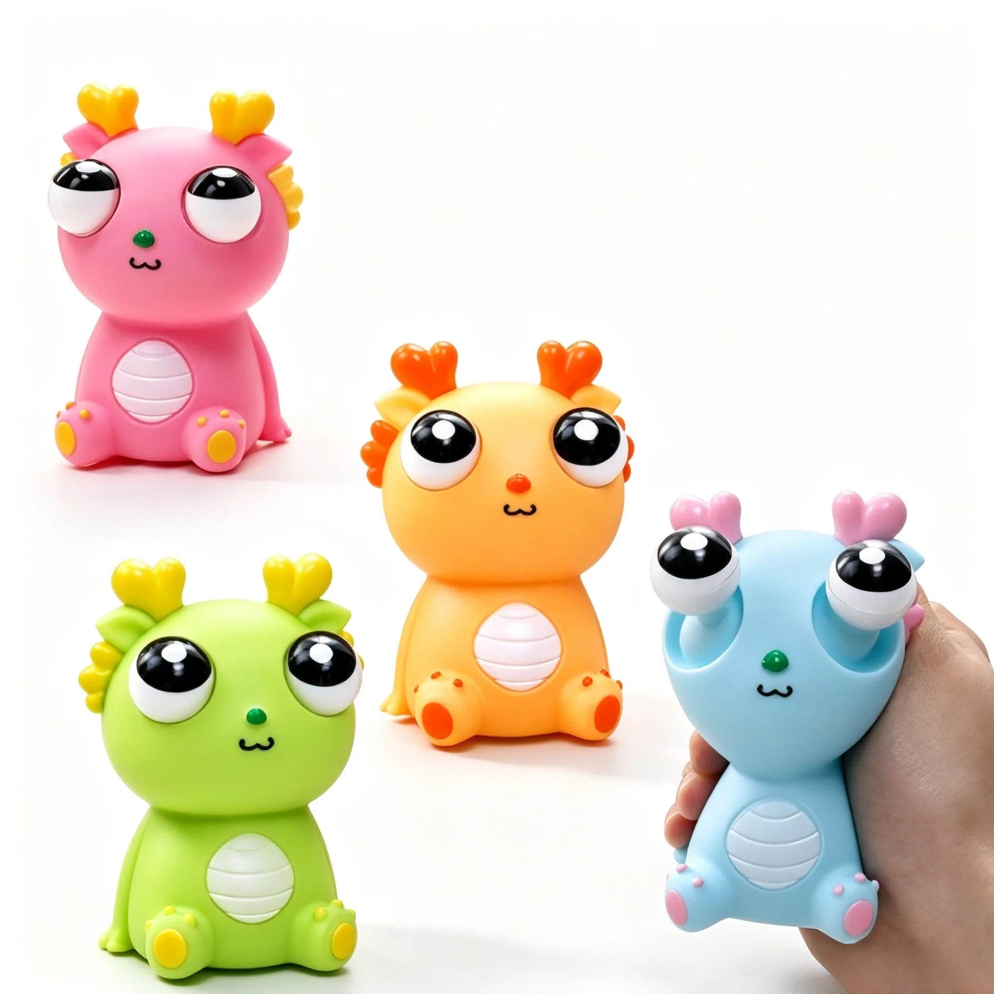 Squeeze Fidget Toy Pop Eye Dragon Squeeze Fidget Toy Cute Cartoon Keychain Stress Relief Toy For Kids Adults Bag Pendant Gift