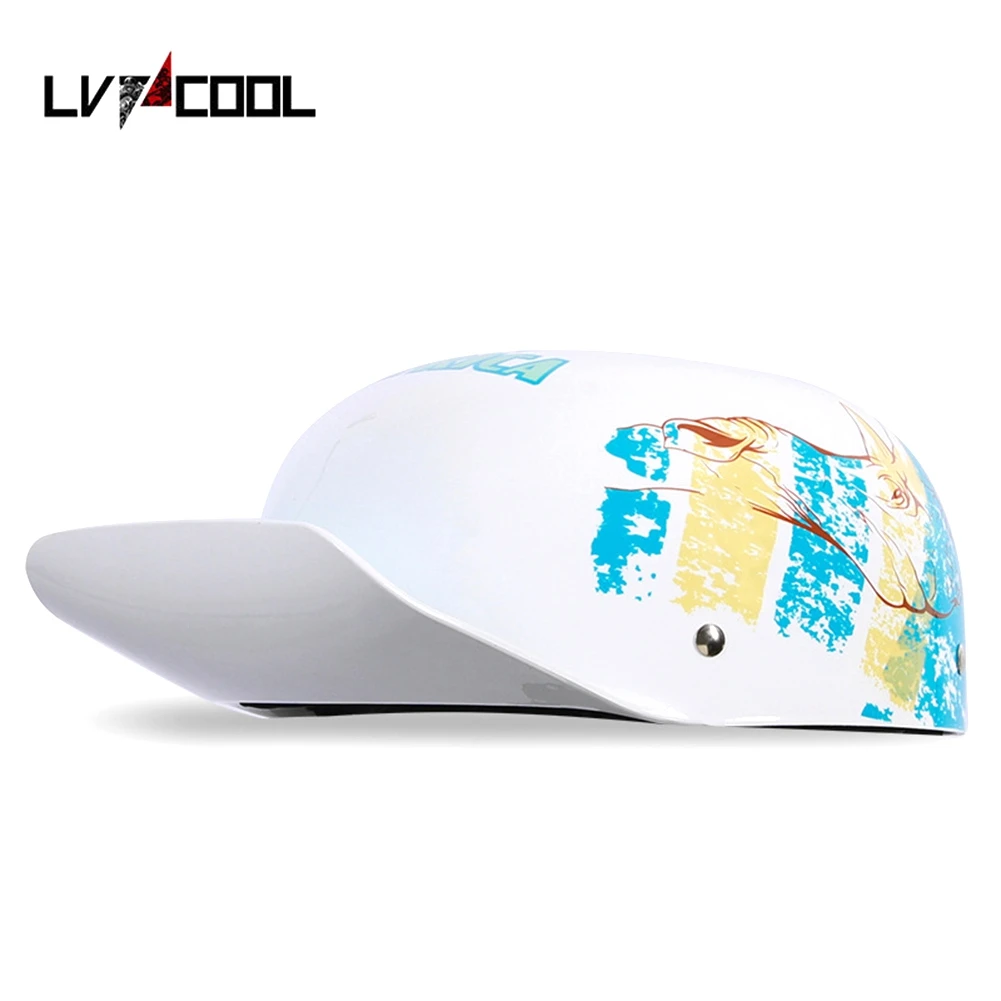 

LVCOOL 2023 Baseball Cap Helmet Motorcycle Helmets Summer Open Face Scooter for Cruiser Chopper Gangster Men Women K Type-XXL