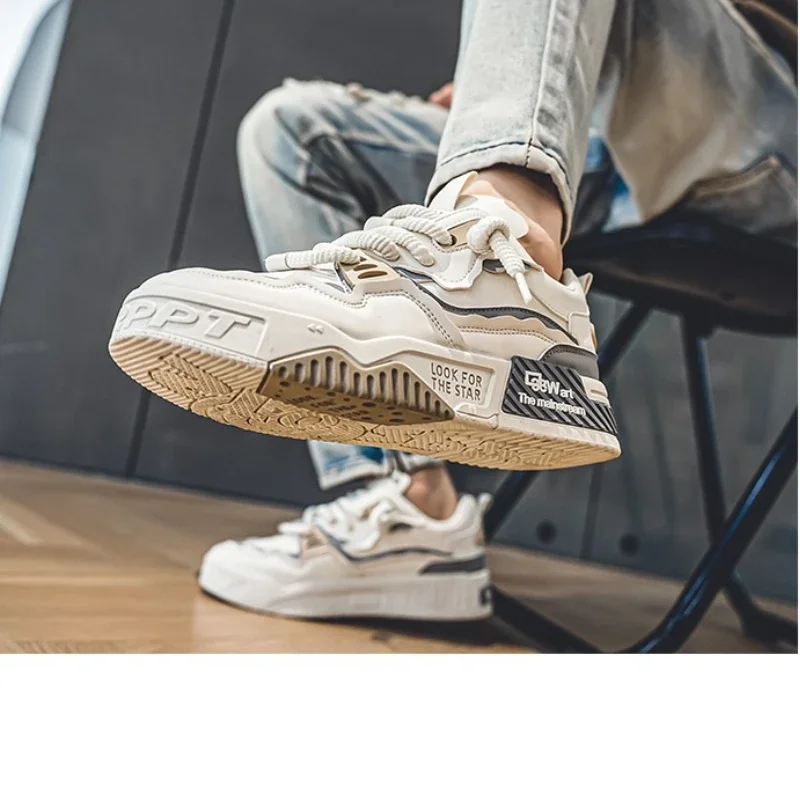 Youth White  Men\'s Sneaker Trend High Top Platform Spring Designer Vulcanized Shoes Brand Male Outdoor Jogging Walking Trainers