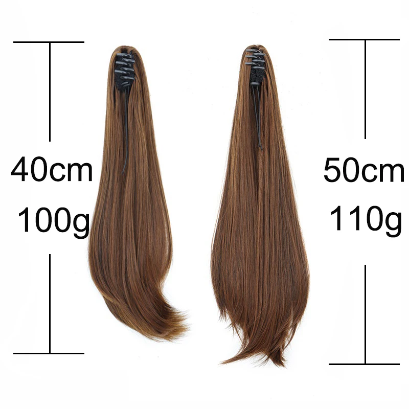 WIGSIN Wig sintetik 16 inci/20 inci, Wig wanita sedikit pengeriting rambut poni Ekstensi klip cakar di ekor kuda