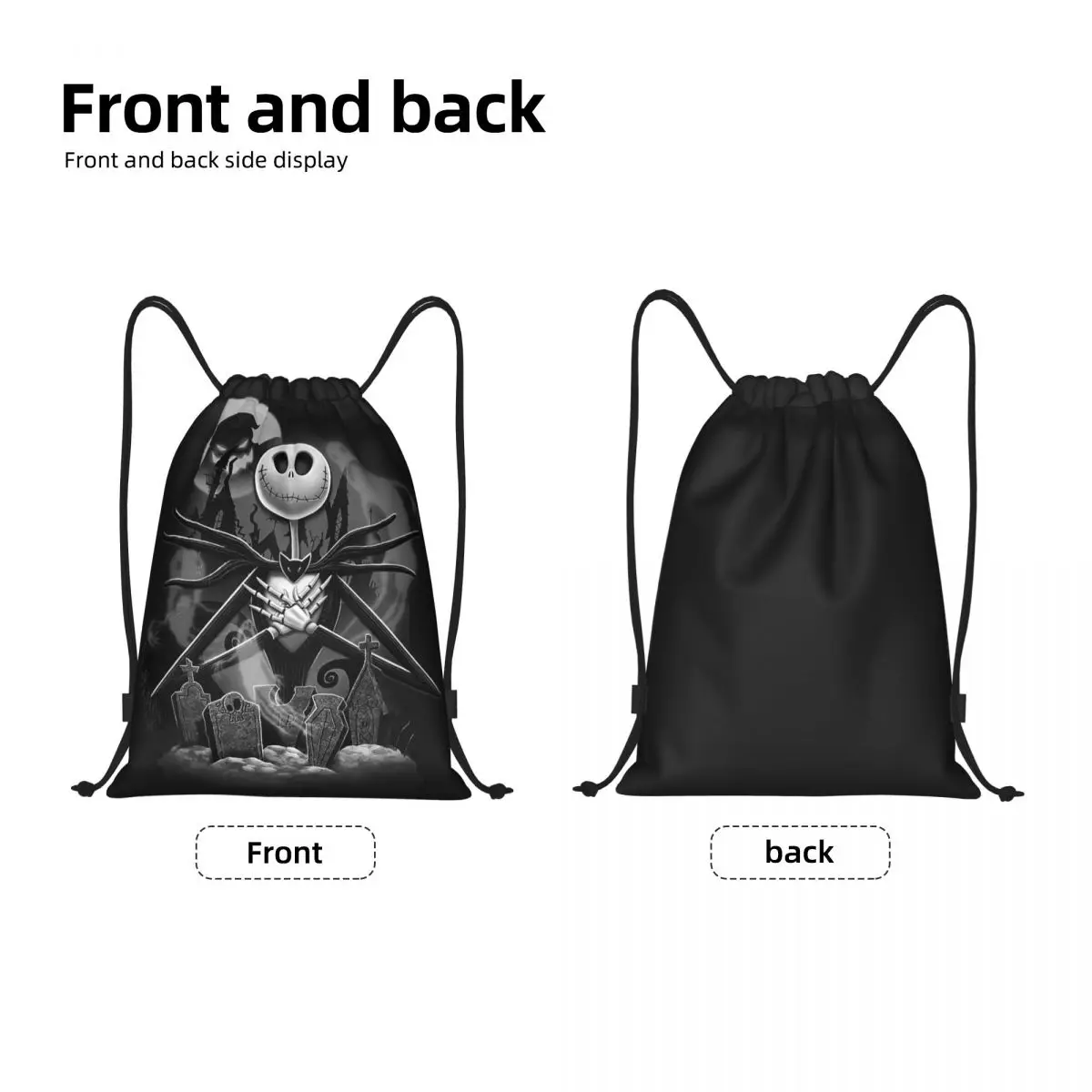 Custom The Nightmare Before Christmas Drawstring Bag Women Men Lightweight Jack Night Horror Movie Sports Gym Storage Backpack