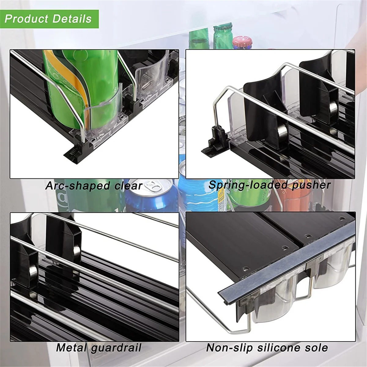 Dozownik do puszek napojów A008 do lodówki z regulowanym ślizgiem - idealny do napojów gazowanych, piwa i innych napojów