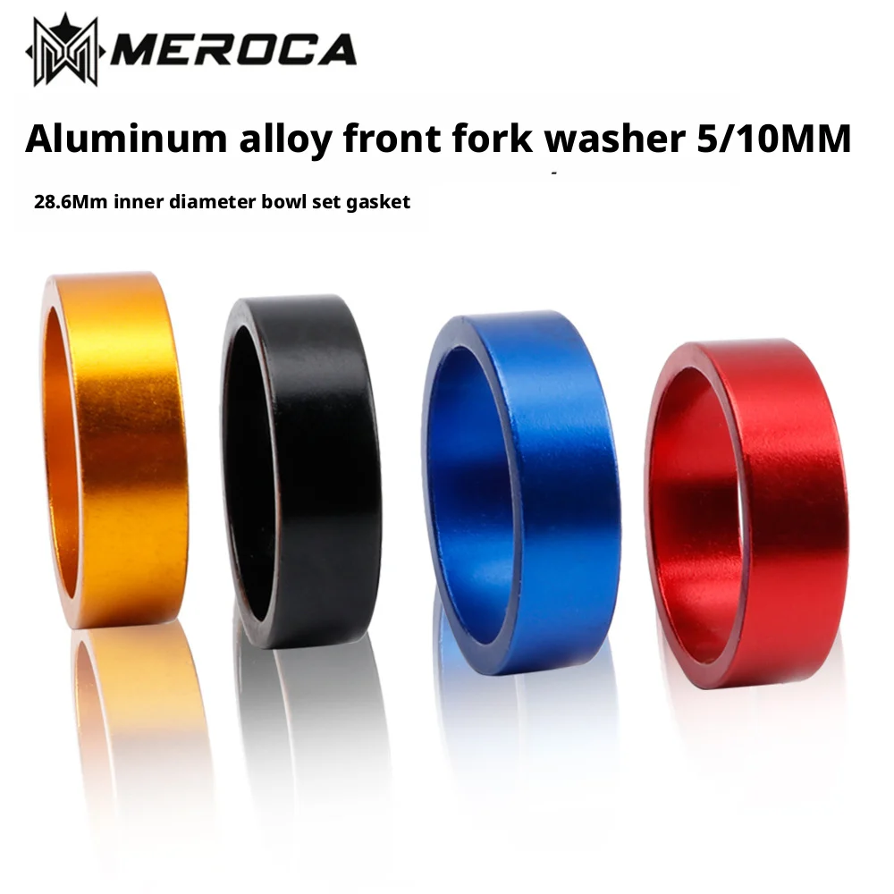 

MEROCA 10pcs Bicycle Front Fork Washer 5/10MM Headset Cup Washer 28.6mm Spacer Ring Inner Bowl Set Gasket Bicycle Accessories