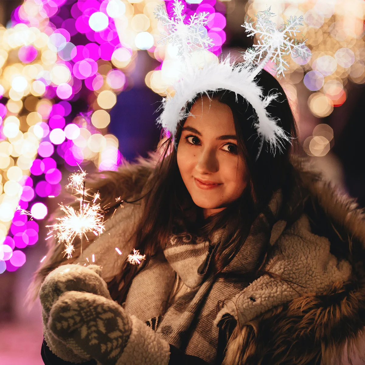 

5Pcs Christmas Snowflake Headwear Classic Cloth Xmas Party Hair Hoop Festival Hair Accessory Snowflake Headband