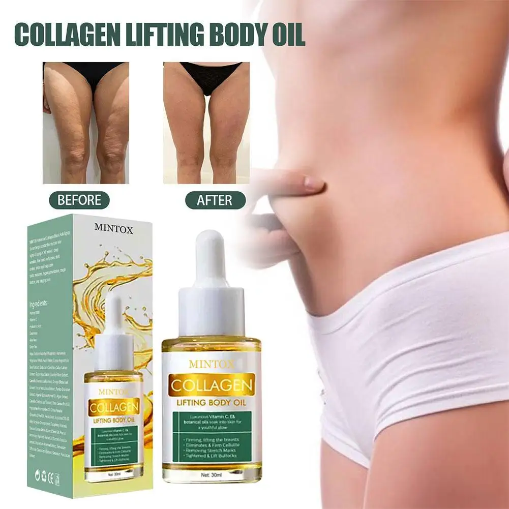 Collagene Lifting olio per il corpo rassodamento del seno glutei stomaco coscia braccio superiore nutriente massaggio idratante olio essenziale cura