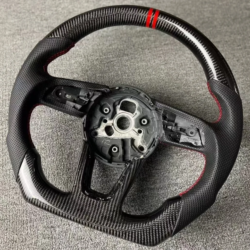 Replacement Real Carbon Fiber Steering Wheel with Leather for Audi A3 8Y A4 B8 B9 A5 8W6 A6 A7 Q2L RS4 RS5 S3 S4 S5 Q5 Q7