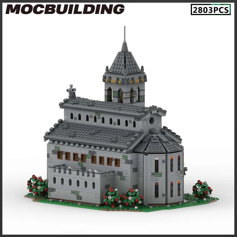 Décennie s de construction MOC d'église médiévale, modèle rw, briques modulaires, assemblage de bricolage, jouet de collection d'idées créatives, cadeau de Noël