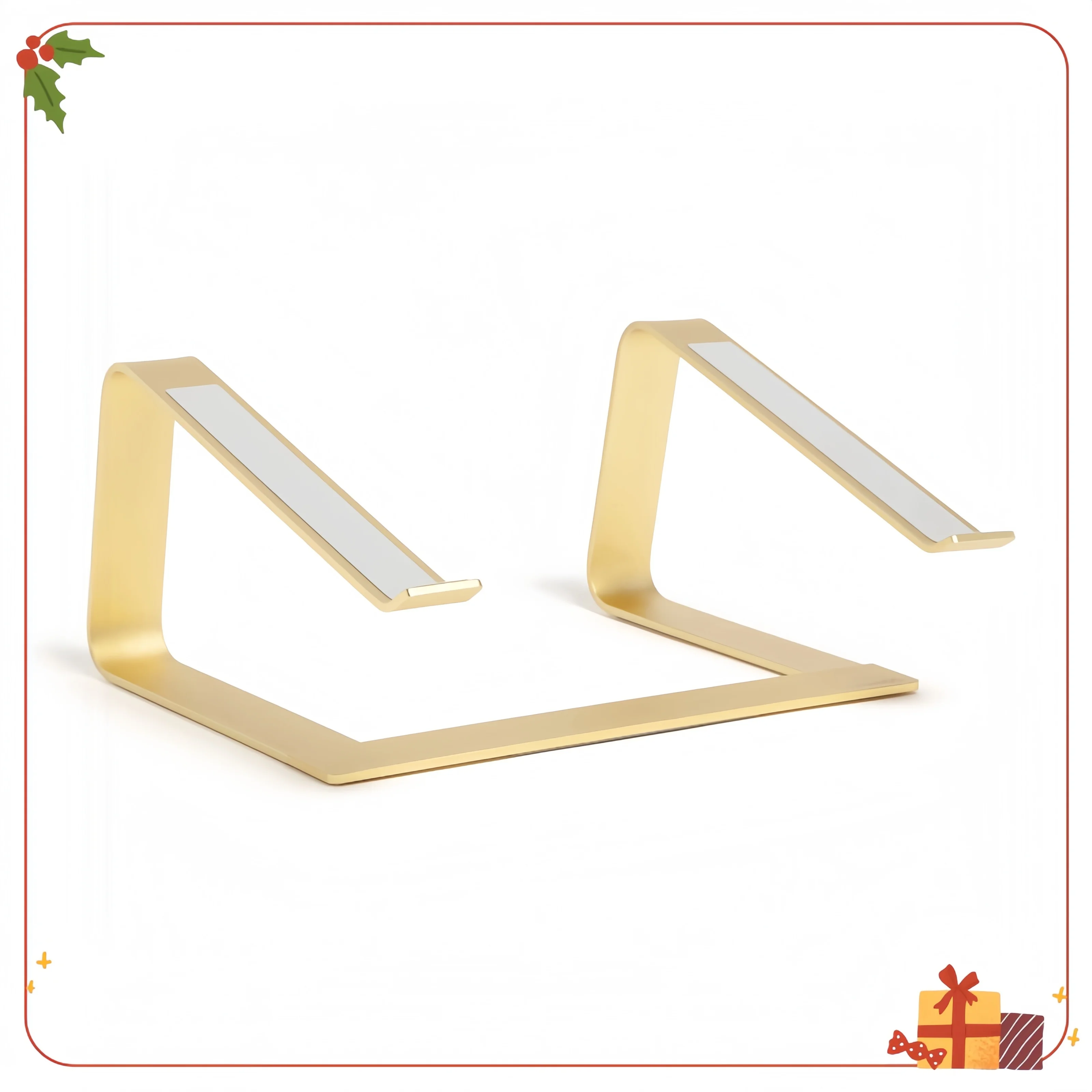 Supporto rialzato regolabile per laptop, 11,6 x 10 x 5,5 pollici, set in metallo dorato Labbro protettivo e cuscinetti antiscivolo