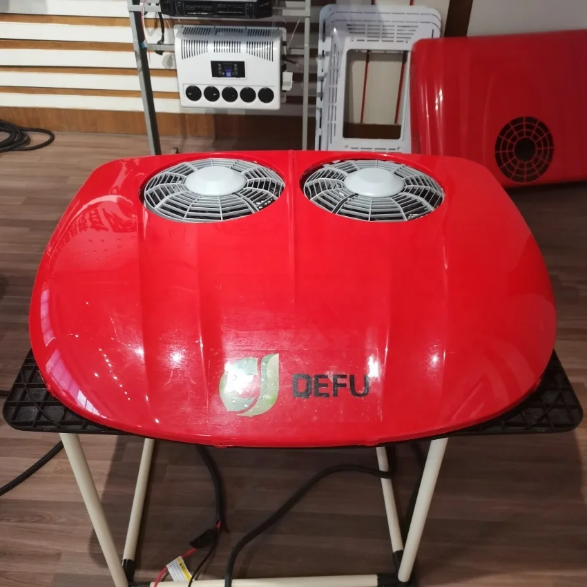 مكيف هواء كهربائي مثبت على السطح 24 فولت 12 فولت، مكيف هواء لوقوف السيارات على السطح 12 فولت، شاحنة كابينة جرار #4