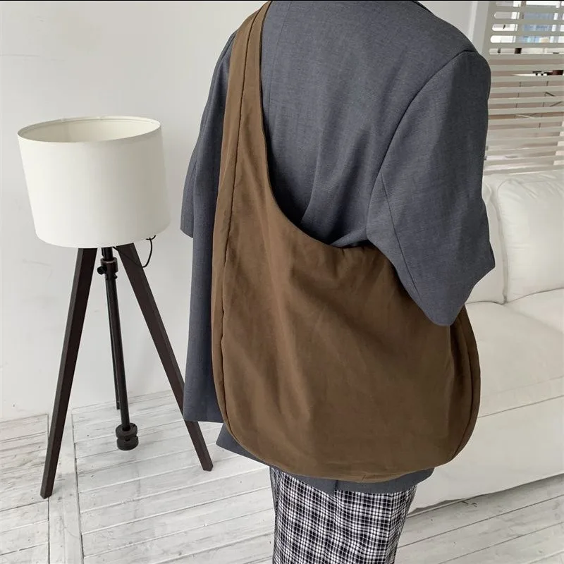 

Большая вместительная повседневная сумка-кроссбоди из холщовой ткани, мягкая на ощупь, однотонная, на плечо, для женщин, для поездок на работу