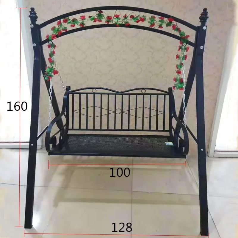 Double wrought iron balcony leisure hanging chair outdoor courtyard open air