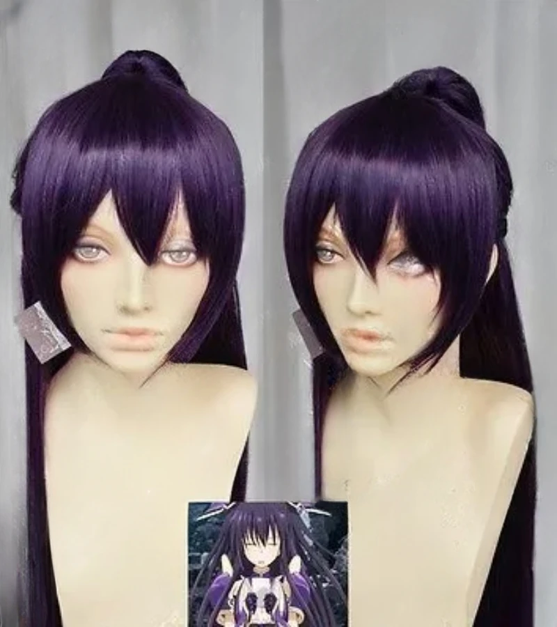 

Fashion Long Purple Straight Synthetic Cosplay Hair Wigs With 100cm Ponytail