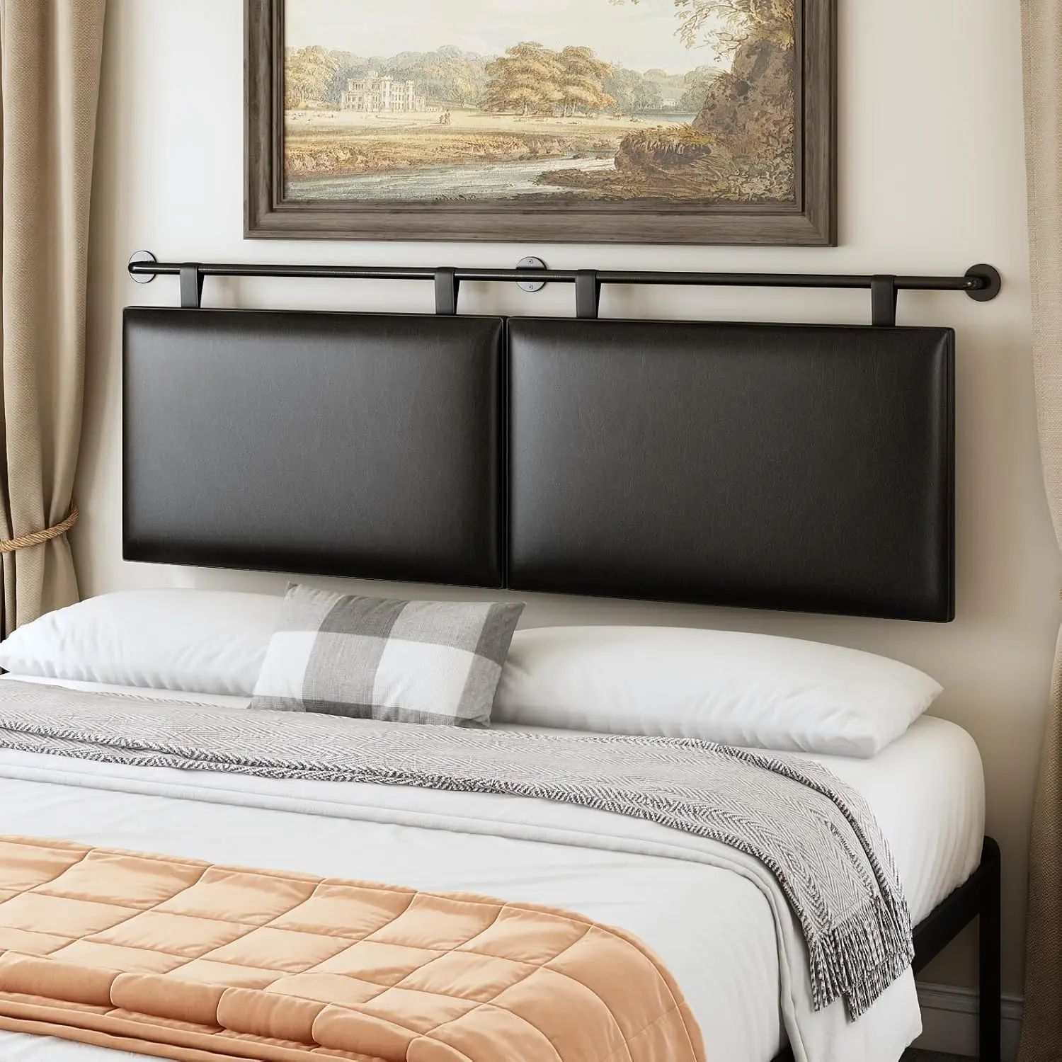 

Queen Headboard Only, Wall Mounted Hanging Upholstered Bed Head Board Sturdy and Durable Solid Wood Bed headboard, Fabric Headbo