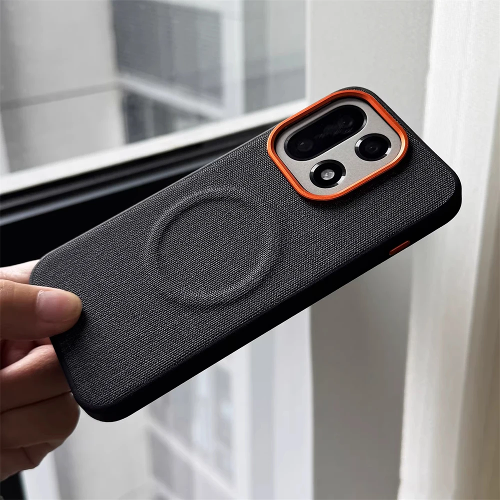 Luxuriöse Magnetische PU-Leder-Stofftextur-Schutzhülle für OnePlus 15 15R 13 13R 1+Turbo 6 6V Kabelloses Laden Stoßfeste Abdeckung – Detail 2