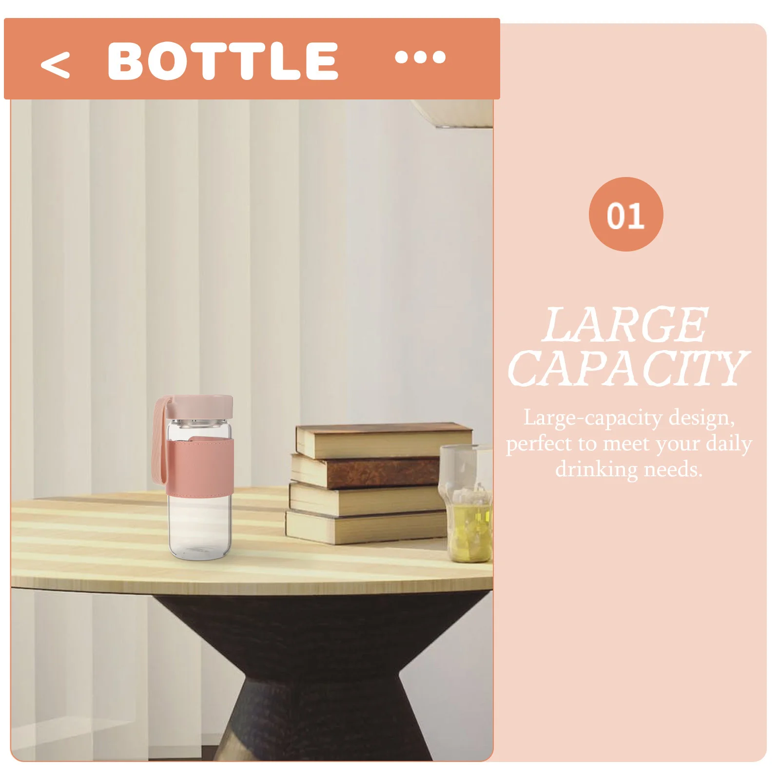 

Portable Glass Water Bottle Handheld Leakproof Heat Resistant Water Cup for Fitness Outdoor School Office Use Office Bottle