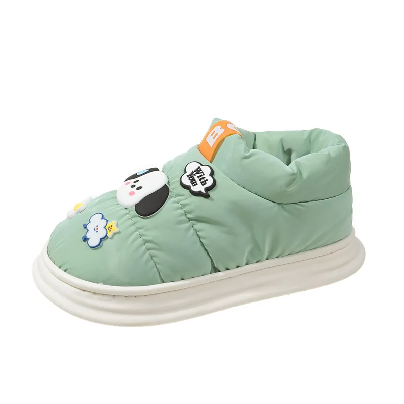 Sanrio-Zapatillas de algodón de Pochacco para niña, zapatos informales con figuras de Anime, gruesos, mantienen el calor, cómodos, dibujos animados Kawaii, Invierno