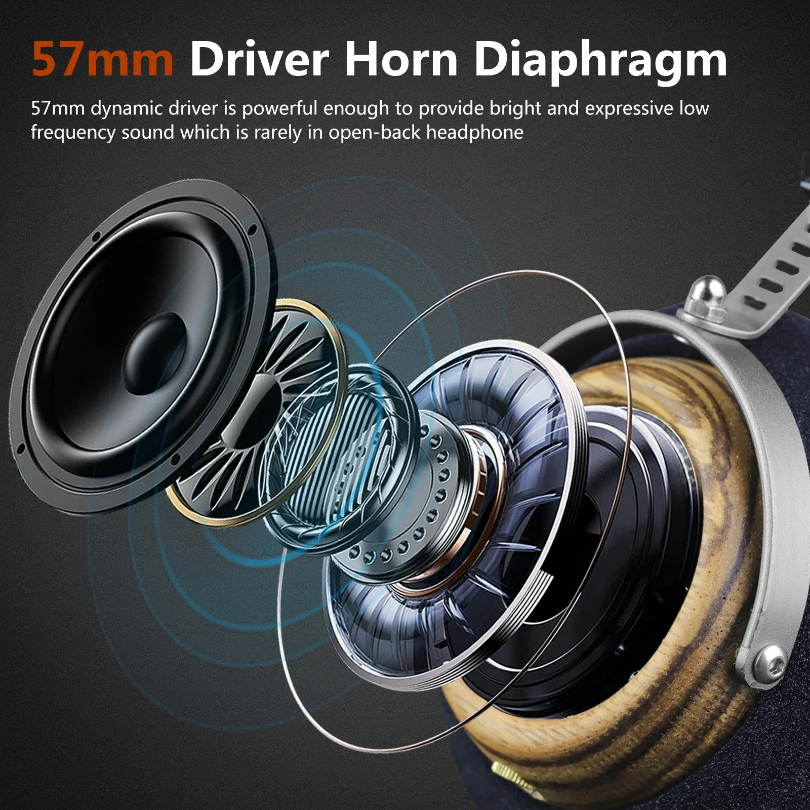 OKCSC M2 HIfi سماعات رأس خشبية زيتونية 57 مللي متر مكبر صوت شبه مفتوح من الخلف مع 5N OCC مطلي بالفضة لتقوم بها بنفسك 3.5 مللي متر سماعات كابل بديل #3