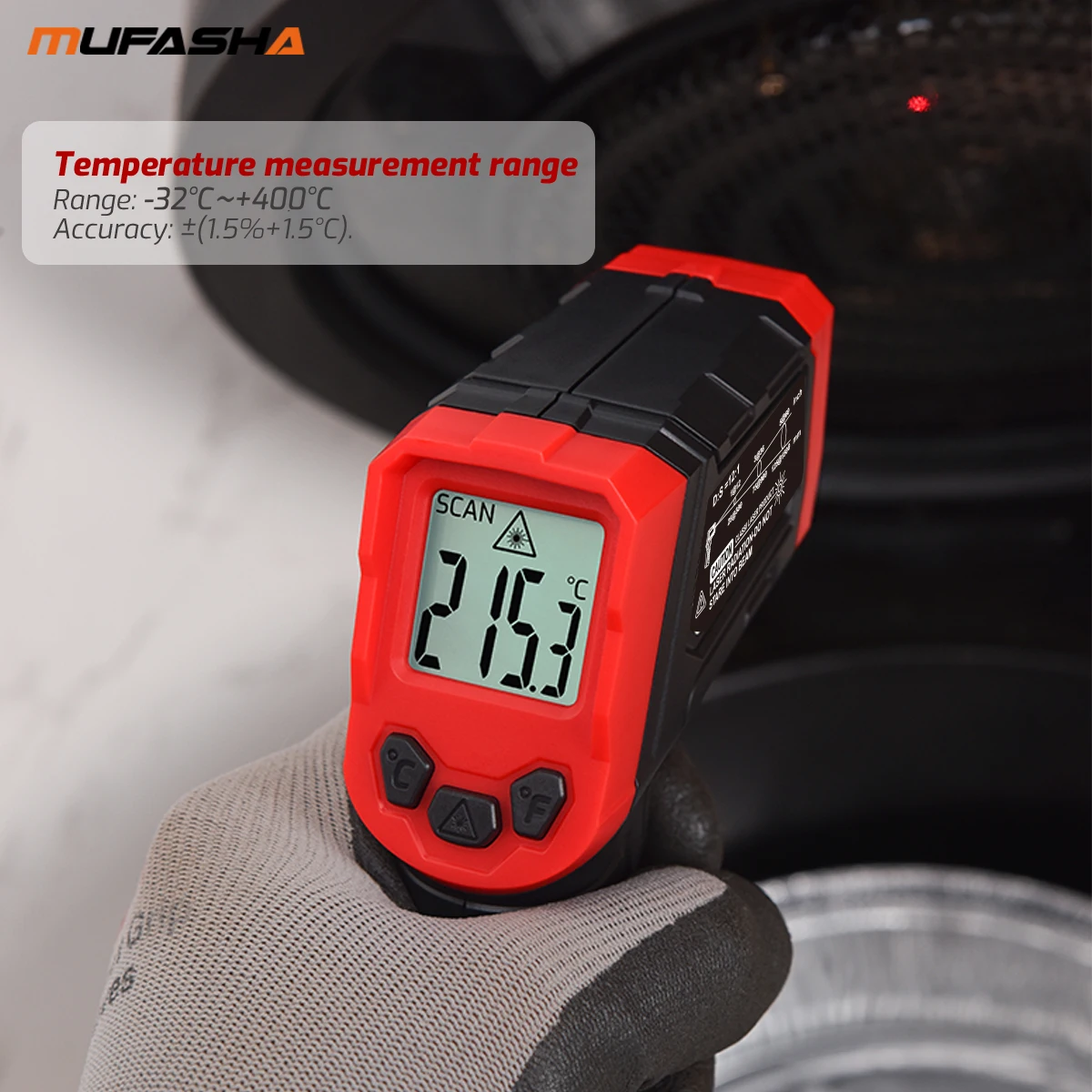 MUFASHA Temperature Infrared Laser Thermometer 400 Kitchen Application Degrees Large Area Measurement