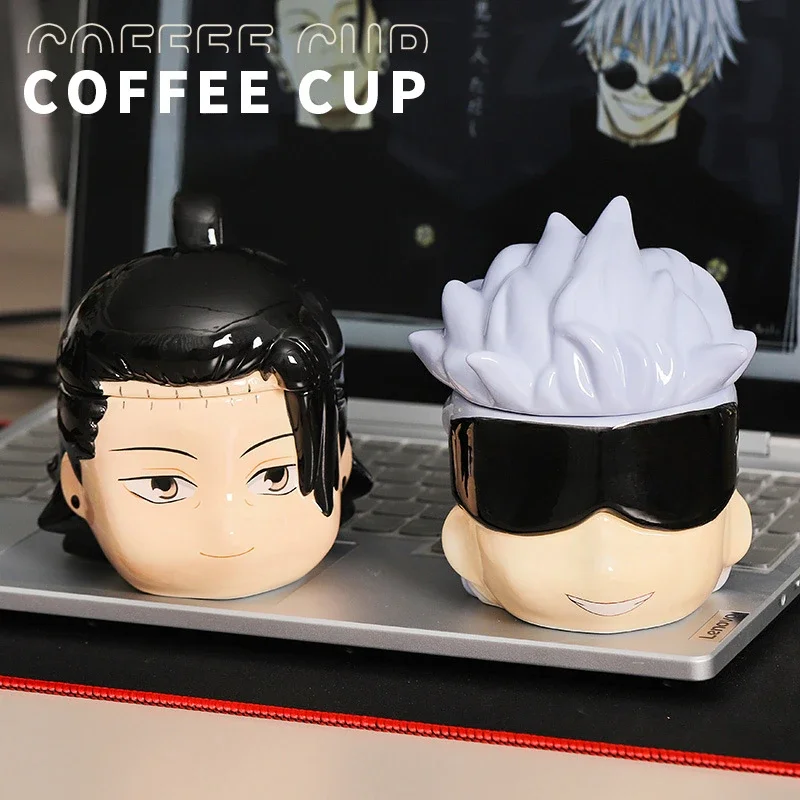 Taza de cerámica personalizada con dibujos animados de Jujutsu Kaisen Satoru Gojo Getō Suguru, adorno pintado creativo, taza de agua de gran capacidad